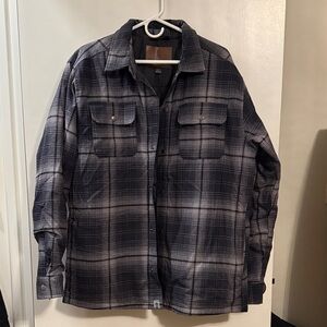 Free Country Men's Dark Plaid Shirt Jacket w/ Quilted Lining
